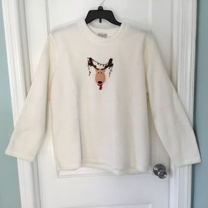 Bonnie Evans fleece sweater w/reindeer and Christmas lights, size 2X, LIKE NEW